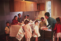 Mom putting on a birthday party
